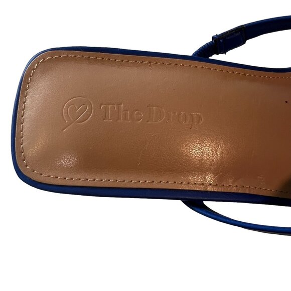 The Drop Women's Blue Square Toe Heeled Sandals Sz 9.5 Chic Summer Bold Comfy - Picture 3 of 5